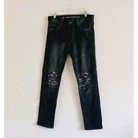 True Religion x Westbrook Collab Rocco Distressed Skinny Fit Jeans Size 33X31 - Picture 1 of 8